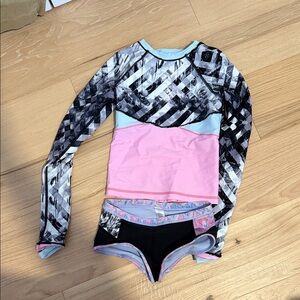 Ivivva Kids Swim Rashguard - Pink, Black, and Blue